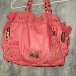 Juicy Couture Coral Shoulder Bag with Gold Accents